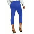 thumbnail image 5 of YOIAVAIOY Womens Capri Pants with Buttons Slit Bottom Casual Dressy High Waist Pant Stretch Crop Work Legging Fall Business Office Pants Blue M, 5 of 5