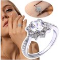 thumbnail image 1 of XWSHYW Anillos Copo de Nieve Diamante Compromiso Lujoso Diamante de Brillante Imitación Accesorios Románticos Creativos Personalidad Mujer Cumpleaños Día de San Valentín, 1 of 2