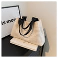 thumbnail image 4 of Nvzi Bolso de hombro tejido, bolso de mano tejido y bolso de cosméticos, bolso de mano tejido elegante para playa de verano, 12,59 x 2,75 x 8,26 pulgadas, blanco y negro, 4 of 5