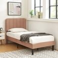 thumbnail image 4 of VECELO Twin Size Bed Frame, Modern Upholstered Platform Bed Frame with Adjustable Headboard, Wooden Slats Support/No Box Spring Needed, Coffee, 4 of 12