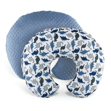 UPC: 0841297168345 | The Peanutshell Nursing Pillow Covers for Breastfeeding  2 Pack Set  Dinosaur and Navy Blue Minky Dot