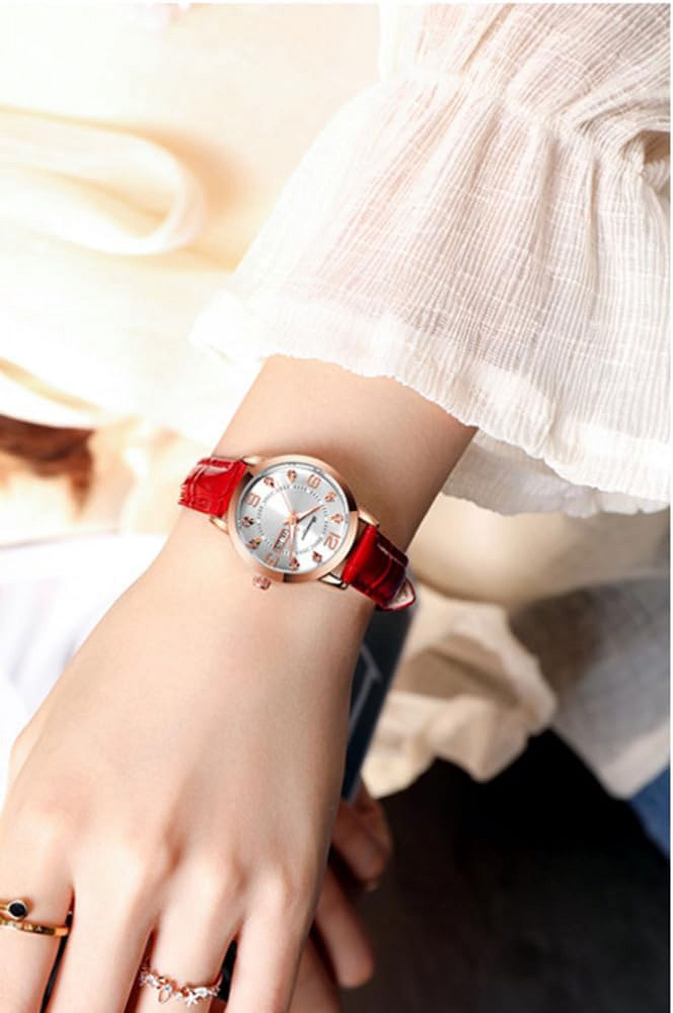 Leather Women Watches Ladies Dress Analog Quartz Date Classic Luminous Leather Strap 3ATM Waterproof Female Wrist Watch