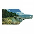 thumbnail image 1 of Coastal Cutting Board, Boardwalk on the Bridge Singapore Island Rural View Sandy Beach Summertime, Tempered Glass Cutting and Serving Board, Wine Bottle Shape, Green Blue Brown, by Ambesonne, 1 of 1