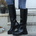 thumbnail image 6 of jsaierl Women's Knee-High Go-Go Boots Chunky Block Heel Zipper Boot Thick Soled Rain Shoes, 6 of 9