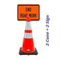 thumbnail image 2 of RK-Safety 28" Orange Cone, Black base With Two Reflective Tape, Plus Cone Sign 36 "End Road Work", (Cone-2 ea + Cone Sign-2 ea), 2 of 2