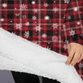 thumbnail image 3 of Oversized Wearable Blanket Hoodie,Red Christmas Plaid and Snowflake Pattern Sherpa Blanket Hoodie with Super Pockets,Super Warm Fuzzy Pullover for Women & Men, 3 of 6