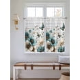 thumbnail image 2 of Teal Tulip Butterfly Bathroom Window Curtain, Beige Turquoise Floral Grey Wooden Light Filtering Coffee Kitchen Curtains, Bedroom Living Room Curtains 2 Panel 84"x45", 2 of 6