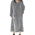 thumbnail image 2 of AUNVITO Women's Flannel Nightgown Long Sleeve Extra Long with Two Pockets Cozy and Warm Sleepwear, 2 of 8