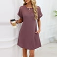 thumbnail image 3 of yillto Womens Nightgowns Cap Short Sleeve Sleepwear Nightdress Crew Neck Loose Comfy Sleepshirts Pajamas, 3 of 8