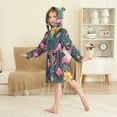 thumbnail image 4 of FORMRS Niños Bathrobe Unisex Hooded Robe Soft Plush Pajamas Sleepwear, Size 2-3T, Yellow Floral Flamingo, 4 of 7