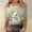 A817 Multicolor, variant on Easter Apparel for Women Realistic Bunny Rabbit Painting Graphic Print Crewneck Three Quarter Sleeve Soft Fabric Casual Festive Holiday T-Shirt
