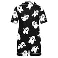thumbnail image 3 of Women's Satin Sleepwear Button Down Short Sleeve Pajama Sets Halloween Cute Ghost Print 2 Piece Loungewear Shorts Set Lightweight Comfortable Summer Pjs Notch Collar, 3 of 6