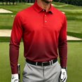thumbnail image 5 of AKOEE Polos Golf Shirts for Men Gradient Color Button Collared Tops Sports Casual Long Sleeve Blouses, Red 4XL, 5 of 6