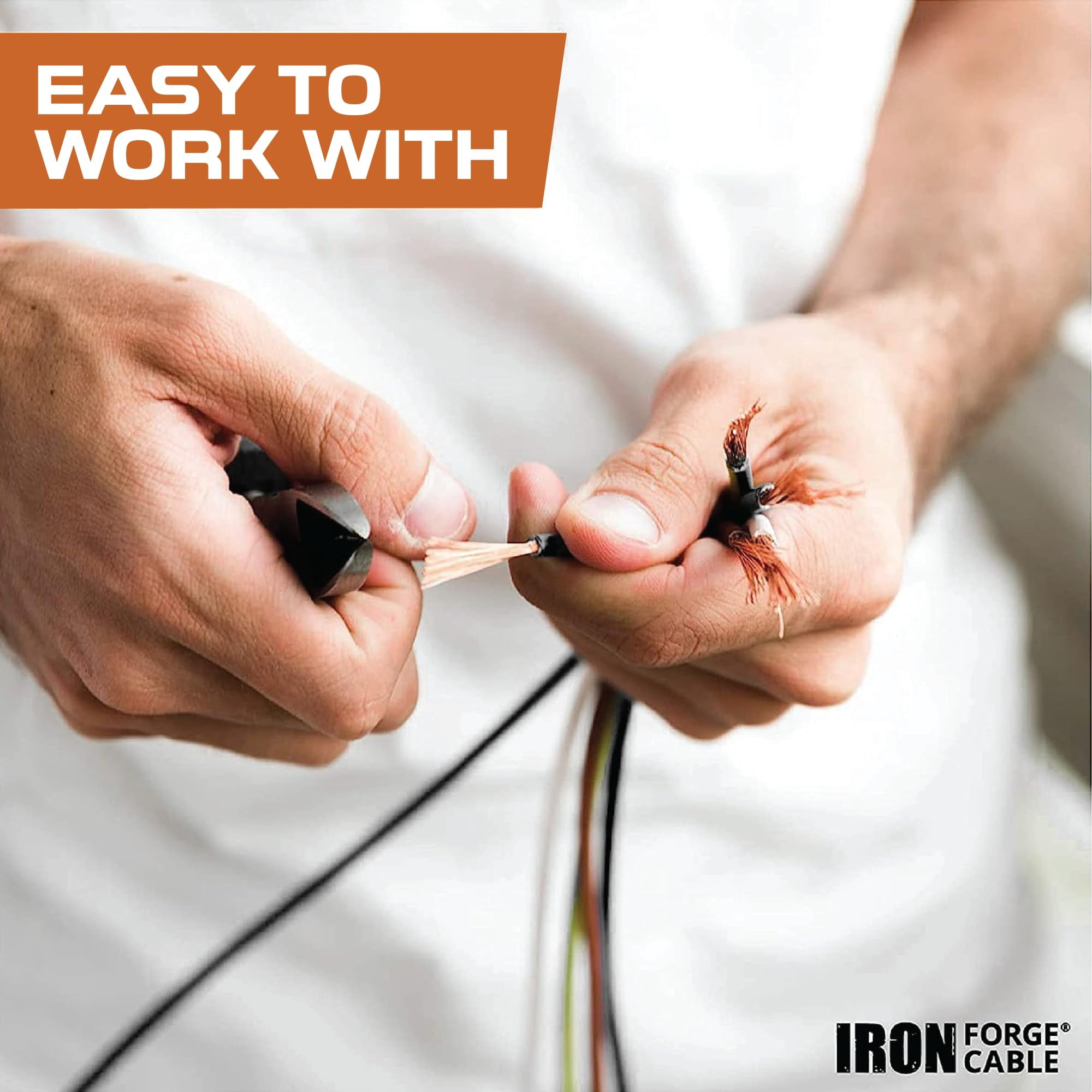 Iron Forge Cable 4 Gauge Wire - 2 Pack 25ft Copper Clad Aluminum Primary Cable 4 AWG Heavy Duty with Wire Lug Terminal Connectors and Heat Shrink Tube