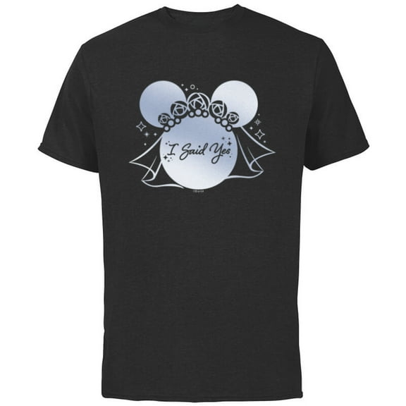Disney I Said Yes Proposal Engagement Bridal Veil Minnie - Short Sleeve Cotton T-Shirt for Adults - Customized-Royal Heather