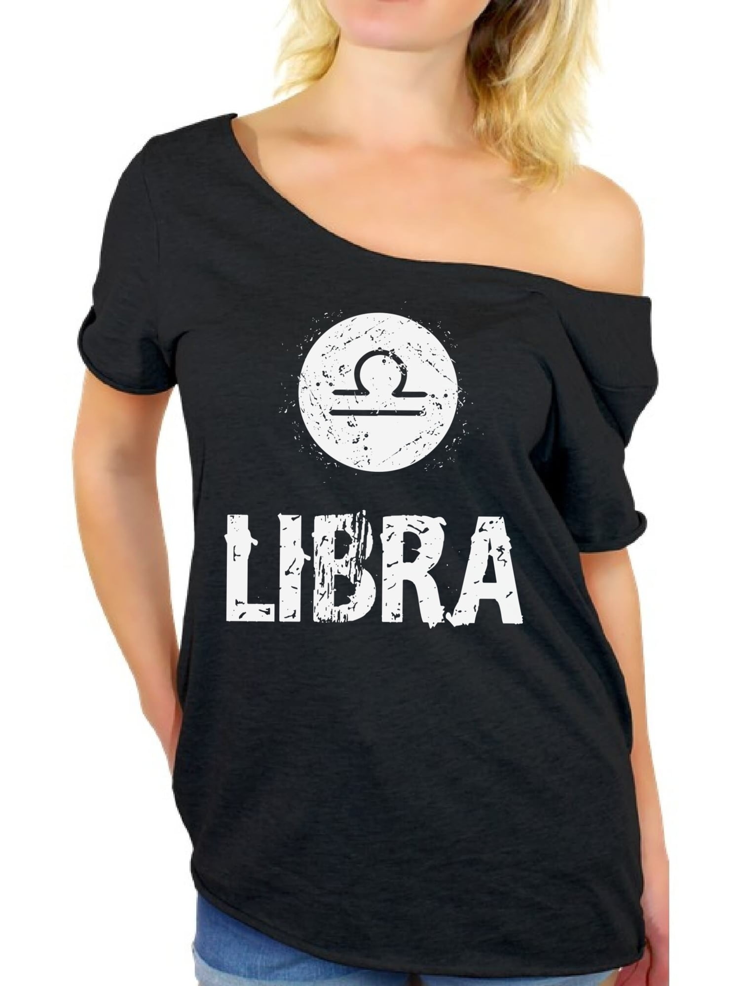 Libra Zodiac Birthday Off the Shoulder Shirt-Libra Women's Birthday Shirt-Personalized Birthday Shirt