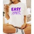 thumbnail image 4 of Easy Tiger Shirt for Women & Teens Trendy Purple Easy Text with Running Tiger Graphic Tee Ivory Shirt Adult Medium, 4 of 4