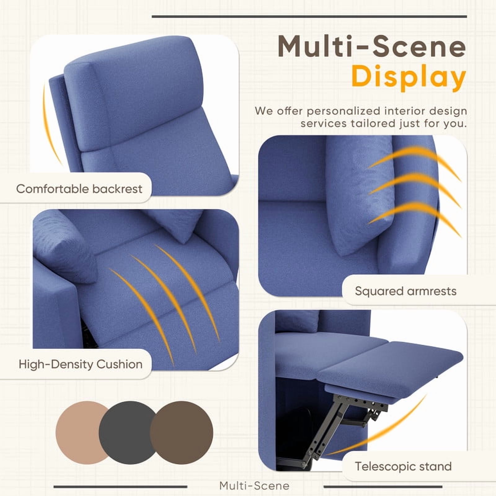 Homall 360° Swivel Nursery Recliner Power Swivel Rocker Recliner Chair with 2 Pillows Comfy High Back Adult Glider Rocker for Living Room,Loop Yarn Blue