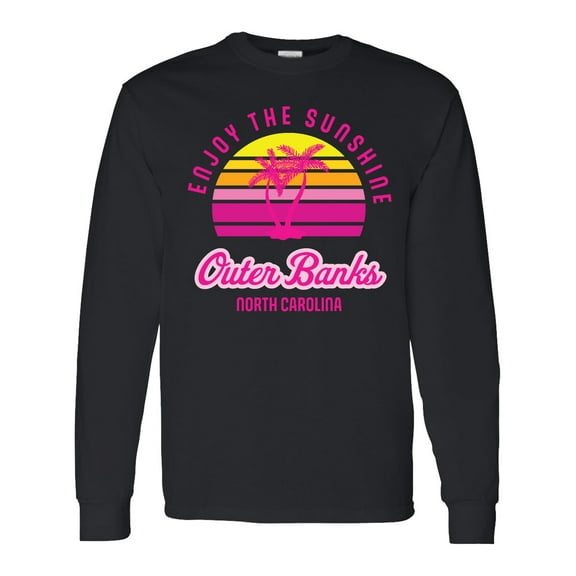 Inktastic Summer Enjoy the Sunshine Outer Banks North Carolina in Pink Long Sleeve T-Shirt
