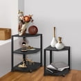 thumbnail image 4 of 2 Tier Corner Display Rack Multipurpose Shelving Unit, Pot Rack Storage Organizer, Stainless Shelves, Corner Shelves Shelf Storage Organizer for Bathroom Kitchen Bedroom(Black) Black 2 Tier, 4 of 7