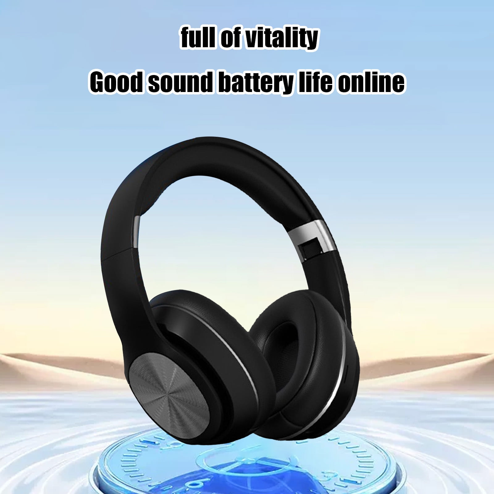 LACKUST Dual Mode Over-Ear Bluetooth 5.3 Headphones Black - Foldable, Soft Headband, Low Latency for Sports Gaming, Wired/Wireless