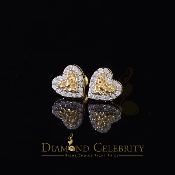 Diamond Celebrity's 1.00ct Moissanite Yellow 925 Sterling Silver Women's Heart Shape Nugget Earrings