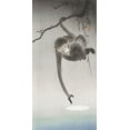 thumbnail image 2 of Koson, Ohara 18x32 Black Ornate Wood Framed with Double Matting Museum Art Print Titled - Monkey and reflection of the moon, 2 of 4