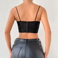 thumbnail image 4 of RYRJJ Womens Summer Lace Bustier Mesh Floral Embroidery Vintage Spaghetti Strap Corset Going Out Party Camisole Crop Top 01#Black L, 4 of 9
