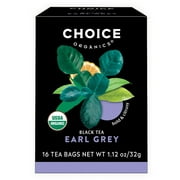 Choice Organics Earl Grey Tea, Contains Caffeine, Black Tea Bags, 16 Count