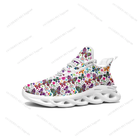

Butterfly Prints Flats Sneakers Mens Womens Sports Running High Quality Sneaker Lace Up Mesh Footwear Tailor-made Shoe White