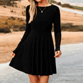 thumbnail image 2 of MLDRA Dress for Women Casual Long Sleeve Ribbed Knit A-Line Flowy Fall Winter Sweater Dress, Crewneck Elegant Going Out Dresses for Women 2025, 2 of 7