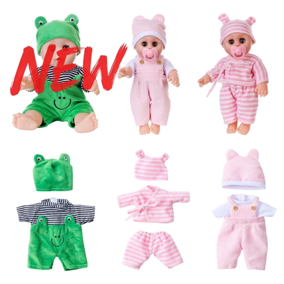 Reborn Doll Clothes for 12 inch Baby Dolls, Dolls Clothes Outfit Accessories Set for American Doll, Newborn Girl & Boy Pretend Play Christmas Birthday Gift for Toddlers 1-3 3-6, Under 10$ Dollar