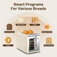 thumbnail image 3 of 2 Slice Touch Screen Toaster, 1.5" Wide Slot, Stainless Steel Smart Toaster for Bagels, Muffins, Waffles, Gluten-Free Breads, Defrost, Reheat, Timer, 825W, Cream Color, 3 of 16
