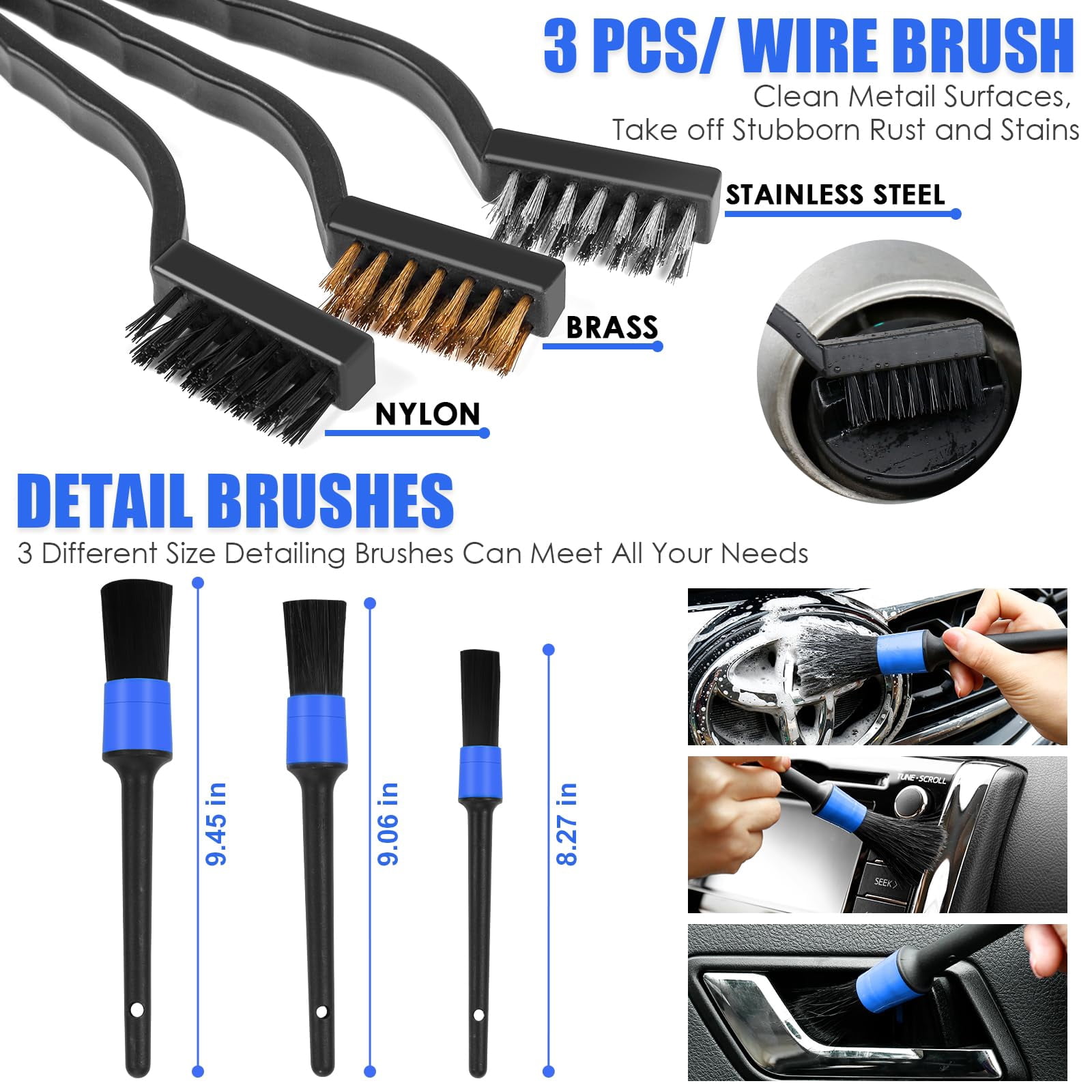 18PCS Car Cleaning Kit, Car Interior Detailing Kit with Blue High Power Handheld Vacuum, Detailing Brush Set, Windshield Cleaner, Cleaning Gel, Complete Auto Accessories for Men, Women