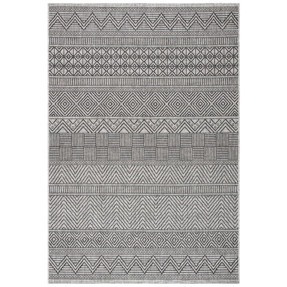 SAFAVIEH Courtyard Altan Geometric Indoor/Outdoor Area Rug, 5'3" x 7'7", Black/Grey