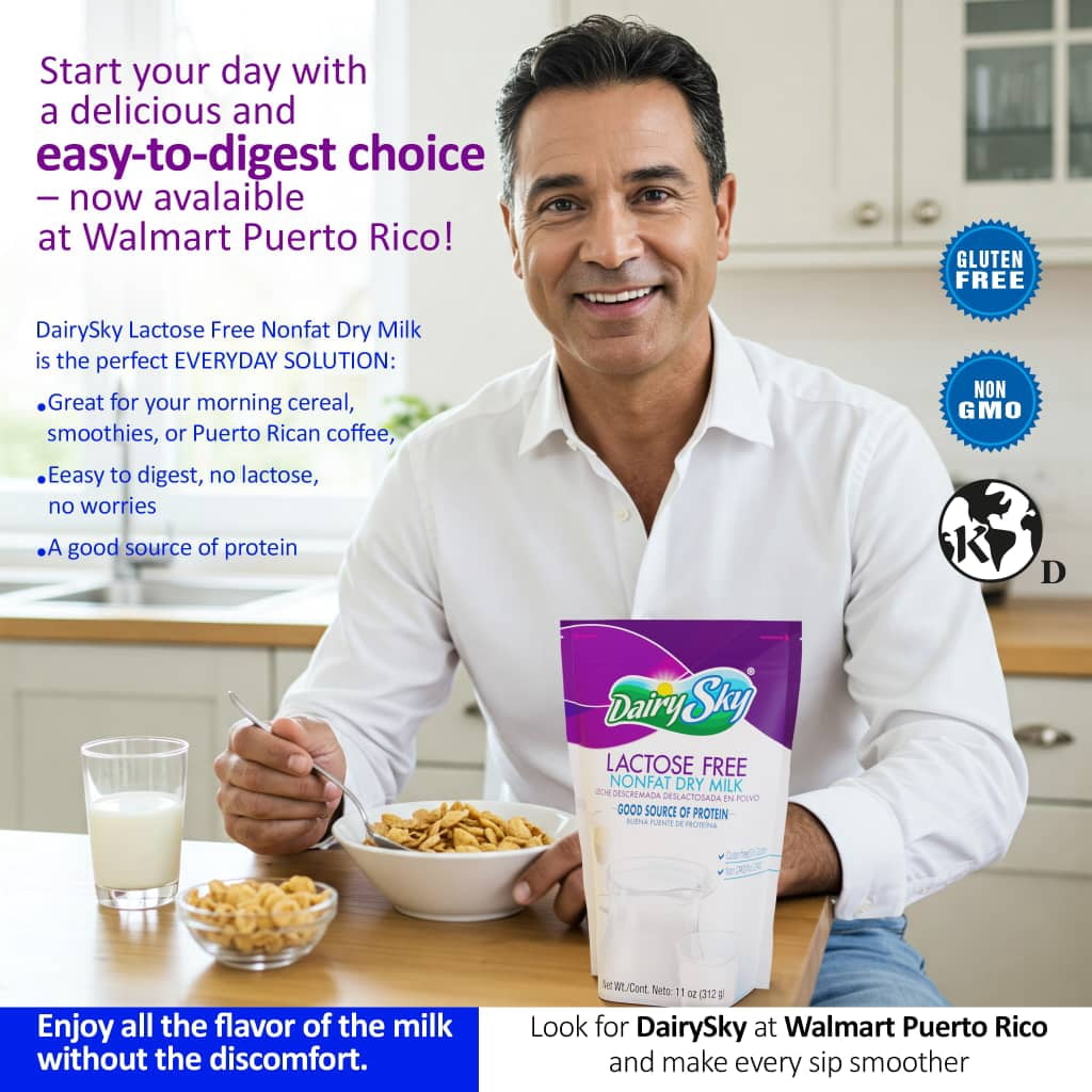 DairySky Lactose Free Nonfat Dry Milk Powder, Original Flavor, Shelf-Stable, 8g Protein per Serving, No Added Sugar, 11 oz Pouch