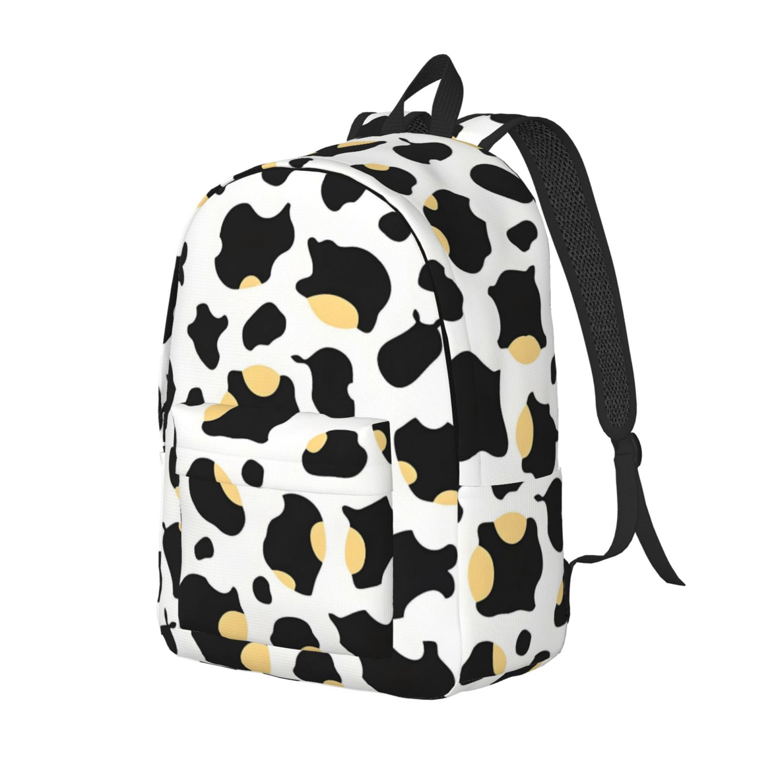 Casual Canvas Backpack Without Interlayer Large Capacity Stick Bag Design For Outdoor Shopping Office Outdoor Sports Simple Cow Print Pattern1_2 Medium