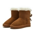 thumbnail image 2 of Weestep Girls Toddler Little Kid Warm Fur Winter Ankle Flat Snow Boot(10 Toddler, Bow Brown), 2 of 7