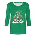 thumbnail image 5 of Craaazy Christmas Gifts For Women Crew Neck 3/4 Sleeve Xmas Shirts Funny Santa Christmas Tree Graphic Pullover Snowman Sweatshirts Womens Tops, 5 of 5