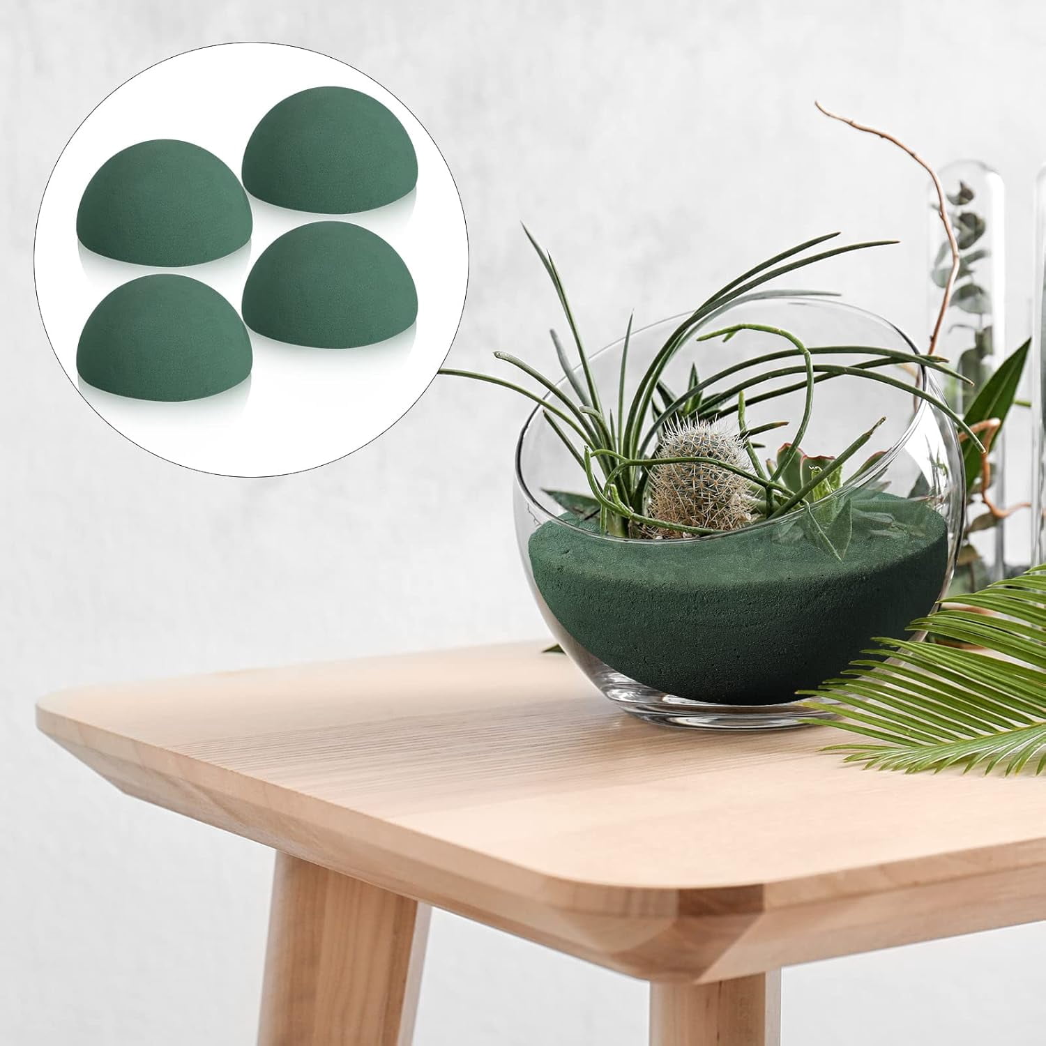 ABPETE 4 Pcs Half Ball Floral Foam Block Green Wet Dry Flower Foam Green Foam Balls Large Flower Craft for Wedding Artificial Flower Plant Bouquet Arrangement DIY Craft(4.72 x 2.36 Inch)