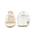 thumbnail image 4 of BLISSFUL STEP Pointed Toe Double Knotted Block Heel Slide Sandals for Women White (Size 9), 4 of 4
