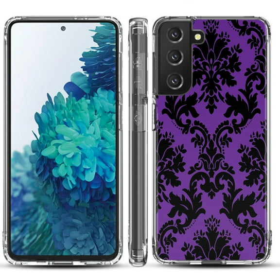 Shockproof Hybrid Bumper Phone Case for Samsung galaxy S21  5G / S21 Plus 5G, by OneToughShield ® - Victorian Purple/Black