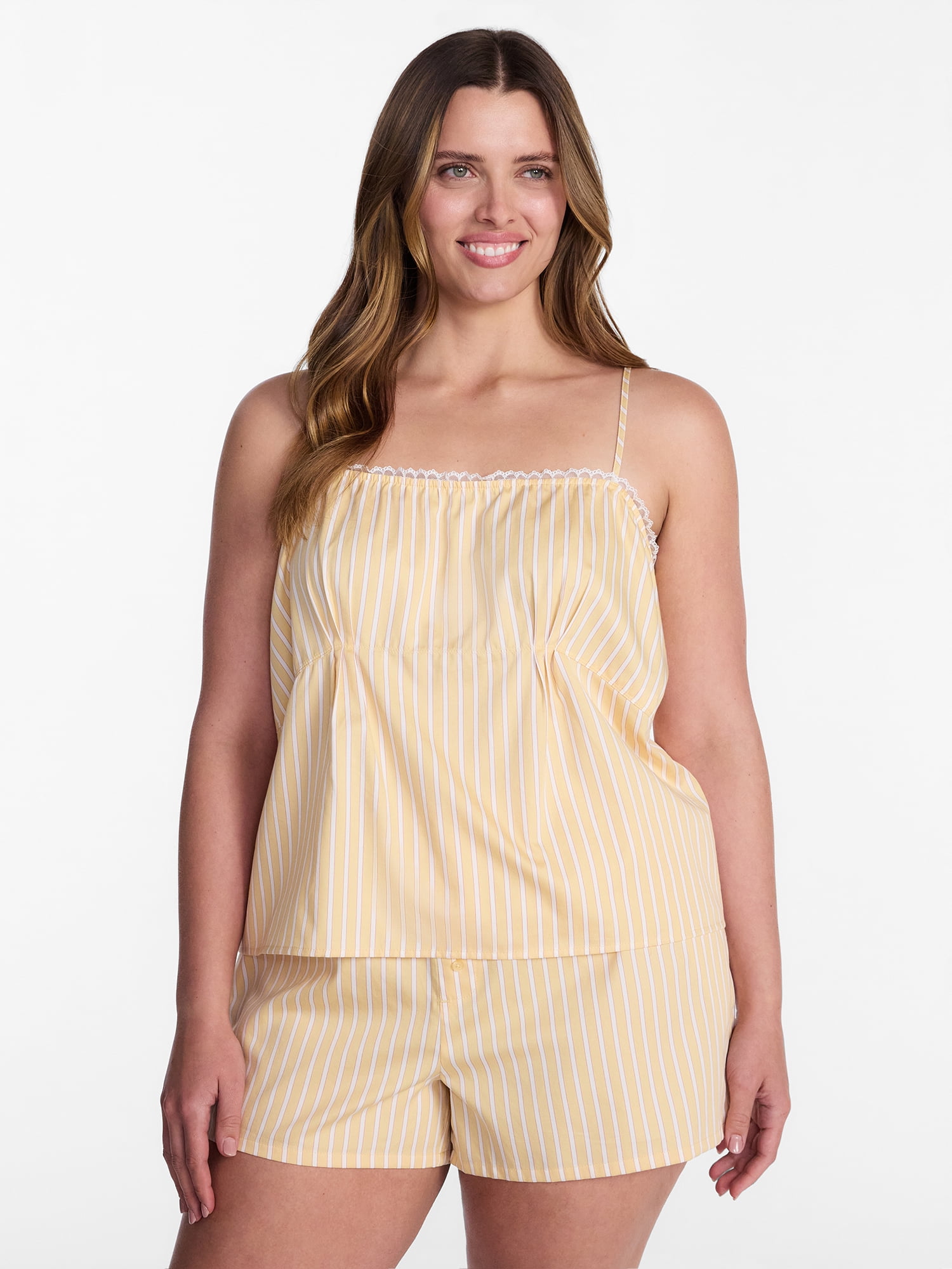 Joyspun Women's Woven Poplin Sleep Cami Top, Sizes XS-3X