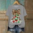 thumbnail image 2 of idosla Faux Glitter Green Floral Christmas Tree with Red Dots Bow Shirt for Women Teens and Girls (Grey, M), 2 of 6