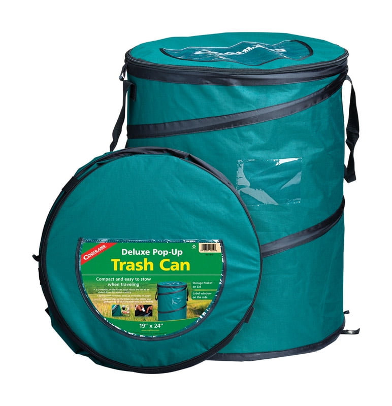 Coghlans 1819 Deluxe PopUp Trash Can, Polyester, Green, 24" x 19