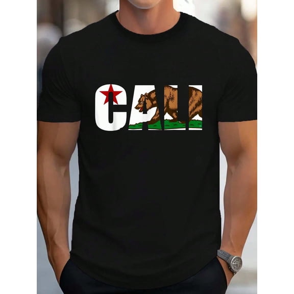 100% Cotton California Flag Cali Designs Home Love Family T-Shirt Women's Men's Graphic Tee Causal Tops