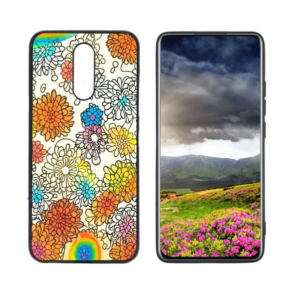 Compatible with Harmony 3 Phone Case, Retro-s-Groovy-Floral-Rainbow-Hippie17 Case Men Women, Flexible Silicone Shockproof Case for Harmony 3