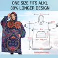 thumbnail image 4 of Oversized Wearable Blanket Hoodie,Multicolor Ethnic Paisley Pattern Sherpa Blanket Hoodie with Super Pockets,Super Warm Fuzzy Pullover for Women & Men, 4 of 6
