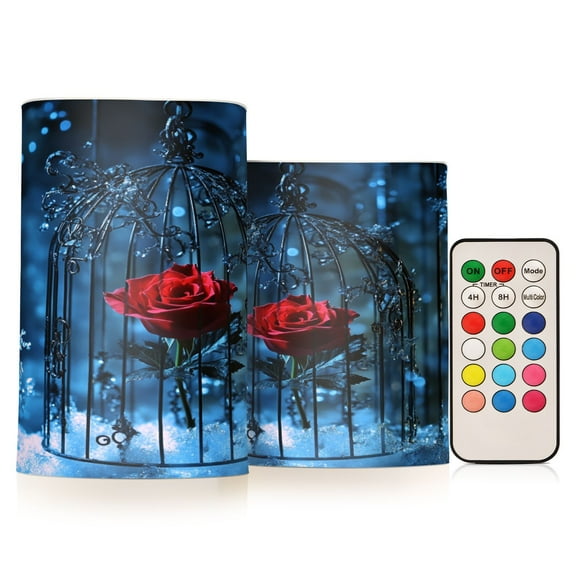 BZSMCE Flameless Candles LED Lights Red Rose Painting Creativity Battery Candles
