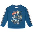 thumbnail image 2 of Monster Jam Toddler Boys' Fleece 2-Piece Sweatshirt and Pants Set Checkered Blue, 2 of 5